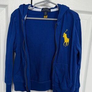 Polo by Ralph Lauren Kids Royal Blue Hoodie with Yellow Logo